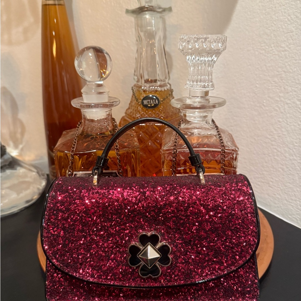 NWOT Kate Spade New York Odette Glitter Mini Bag in Black Cherry - Picture 2 of 6